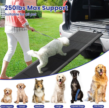 Pet Ramp for Large Dogs with Non-Slip Rug Surface Dog Ramp for Car, Extra Long Folding Dog Ramps,