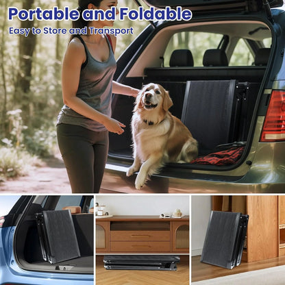 Pet Ramp for Large Dogs with Non-Slip Rug Surface Dog Ramp for Car, Extra Long Folding Dog Ramps,